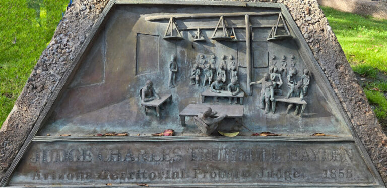 Relief on northwest  base of statueJudge Charles Trumbull HaydenArizona Territorial Probate Judge 1858