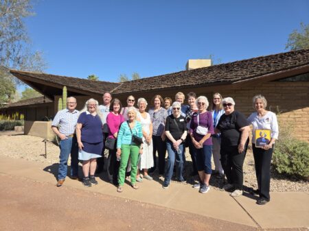 Members, relatives, and friends tour the Sandra Day O'Connor house, Tempe Papago Park.